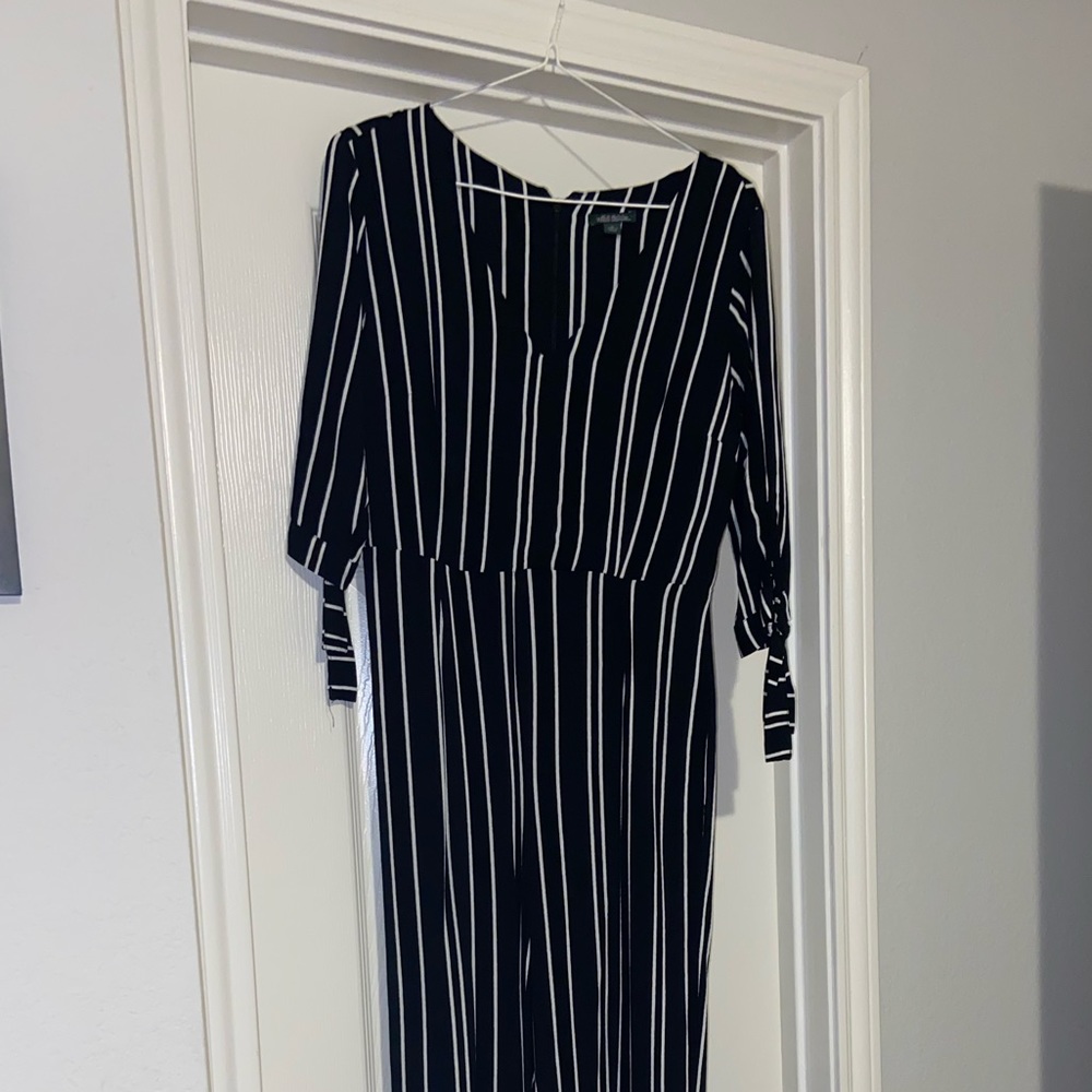 Black striped pant romper